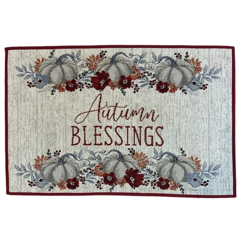 Fall Thanksgiving Decorative Entry Rug Autumn Blessings 20 x 30.5 " Non-Slip